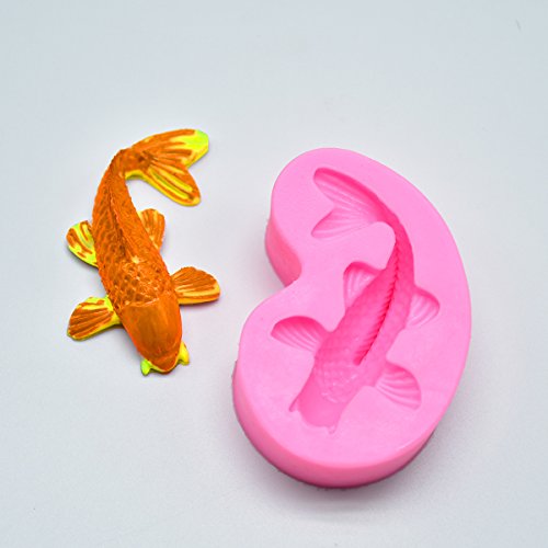 Small Size Koi Fish Fondant Mold (2.5"x1.4")- MoldFun Carp Fish Sugar Craft Silicone Mold for Cake/Cupcake Decorating, Gum Paste