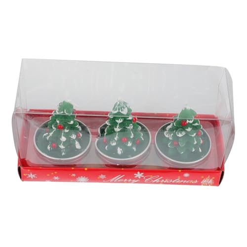 CORHAD 3pcs Christmas Tree-Shaped Candles Decorative Atmosphere Candles for Home Cafe Restaurant Holiday Parties Quality Paraffin Wax Lovely Festive Decor