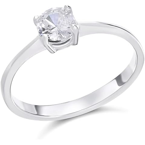 F.Hinds Women Silver Cubic Zirconia Solitaire Ring Cover