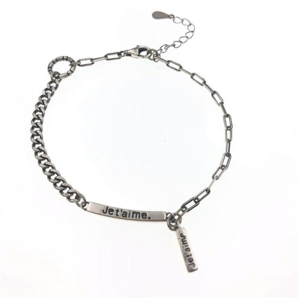 Armband Damen Silber,S925 Silber Armband Silberner Rechteckiger Anhänger Panzerkette Spleißendes Silberarmband Armreif Mit Verstellbarer Silberkette Glücksschmuck Für Frauen