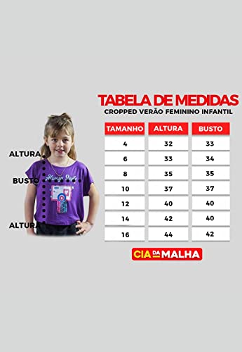 Blusa Verão Curta Infantil Juvenil Meninas Cropped (as2, numeric, numeric_16, regular, Roxo)