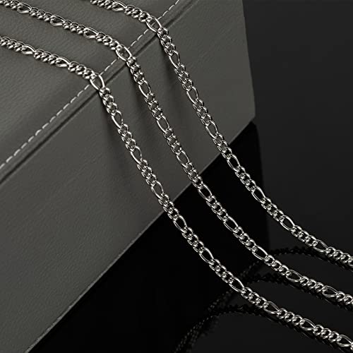 Youbeiyee 16.4 Feet Stainless Steel Figaro Chains 4.5Mm Width Twisted Jewelry Making Chains In Bulk Necklace Curb Chain Roll With Lobster Clasps And Jump Rings For Jewelry Making #TOP3