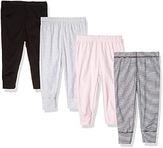 Gerber Baby Girls' 4-Pack Pants, piink Stripe, Newborn