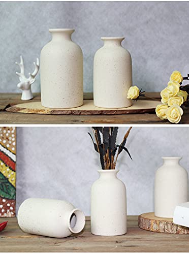 Hirdbrote Small Ceramic Vases For Decor 2-Piece, Flower Vase Vintage Decor Modern Farmhouse Decor Rustic Home Decor, Wedding Centerpiece, Farmhouse Kitchen Decor(5.5”& 4.7” Tall) #TOP4