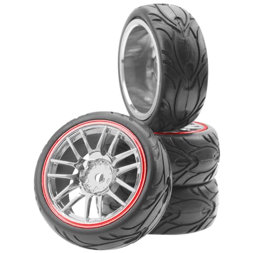 Jantes hexagonales et pneus caoutchouc pour Traxxas Sakura Kyosho WLtoys 1/10