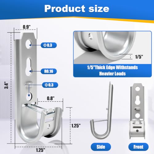 Image of 3 /4 Inch Wall Mount Cable Support J Hooks, 100 Pack with Retainer Clips