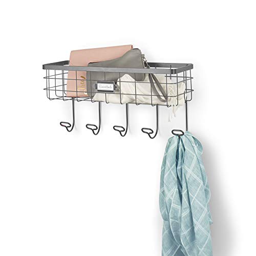 image for Spectrum Diversified Vintage Wire Basket & Hook Station Wall Mount Sto