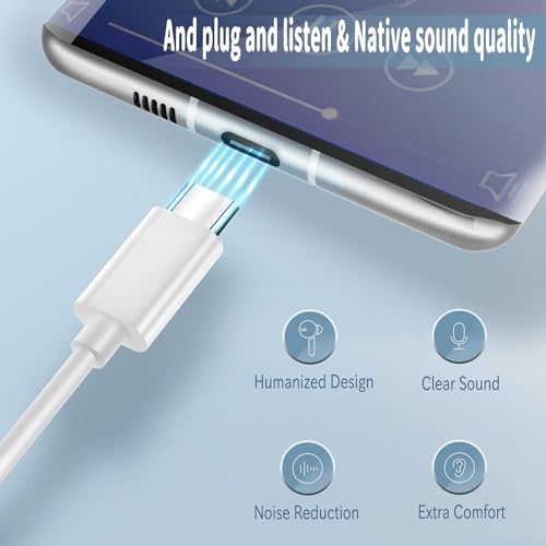 Kopfhörer USB C mit Kabel für iPhone 17 16 15 Pro Max Plus iPad Pro In Ear USB C Kopfhörer (mit integriertem Mikrofon und Lautstärkeregelung) Ohrhörer USB Typ C kopfhörer für Samsung Galaxy S24 S23