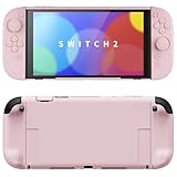 PlayVital Nintendo Switch 2（2025）対応ハードカバー 保護ケース 付けたままドックに対応 折りたたみ式スタンド＆親指グリップ付き–【ピンク】