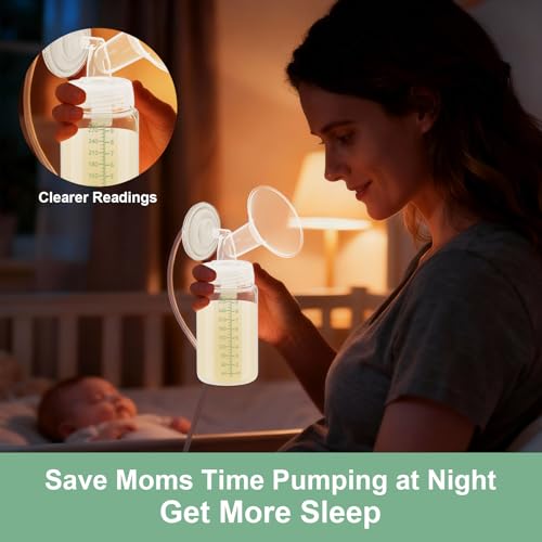 6PCS Breastmilk Storage Bottle Compatible with Momcozy Breast Milk Cooler 22oz, Wide-Neck Baby Bottles for Pumping Fit Spectra/Motif Luna Flange, Spectra Collection Bottles for Fridge, 9.5oz, Green