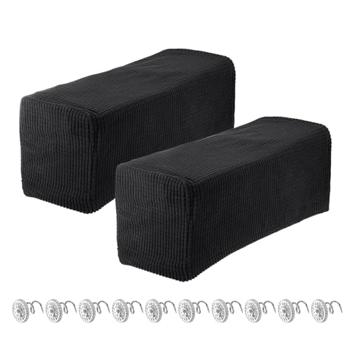 sourcing map 2pcs Stretch Armrest Covers for Chairs/Sofas, Couch Arm Covers with Twist Pin, Furniture Protector Slipcovers for Sofa Chair Recliner Black