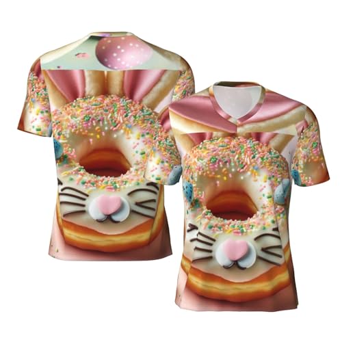 Stylish Athletic Sports Jersey Easter-Donuts-Eggs-Rabbit Men's Rugby Jersey Large Black