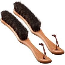 Bokon 2 Pcs Lint Brushes for Clothes with 100% Soft Horse Hair Bristle Beech Wood Handle Natural Reusable Garment Brush Lint Remover for Hat Wool Coats Suits Cashmere Velvet Furniture Pet Hair Shoe
