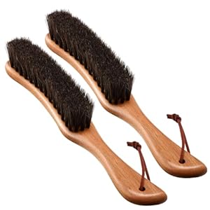 Bokon 2 Pcs Lint Brushes for Clothes with 100% Soft Horse Hair Bristle Beech Wood Handle Natural Reusable Garment Brush Lint Remover for Hat Wool Coats Suits Cashmere Velvet Furniture Pet Hair Shoe