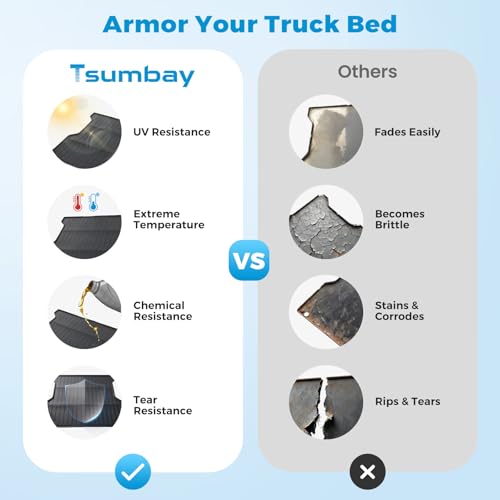 Tsumbay Truck Bed Mat for Toyota Tacoma 2024 2025, Custom Fit TPE All-Weather Bed Liner, Heavy-Duty Anti-Slip Cargo Mat Protection, 1PC Black by Tsumbay - Image 3