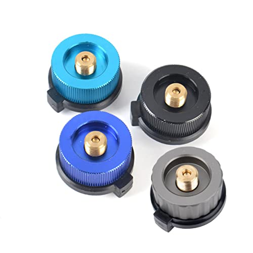 GOOHOCHY Adaptador de Gas para Hornillos de Camping de Cabezal Dividido Adaptador de Botella de Gas con Función de Cierre para Barbacoas y Picnics Color Azul