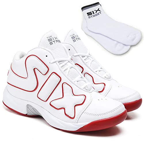 Tênis Basquete Six Street Masculino Zoom Freak Presente Meia Tamanho:39;Cor:Branco Vermelho