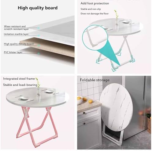 Portable Folding Dining Table for Small Spaces, Round Garden Table φ60/70/80cm, Balcony Patio Side Table, Ideal for Camping, Cooking, Picnic & Outdoor Use
