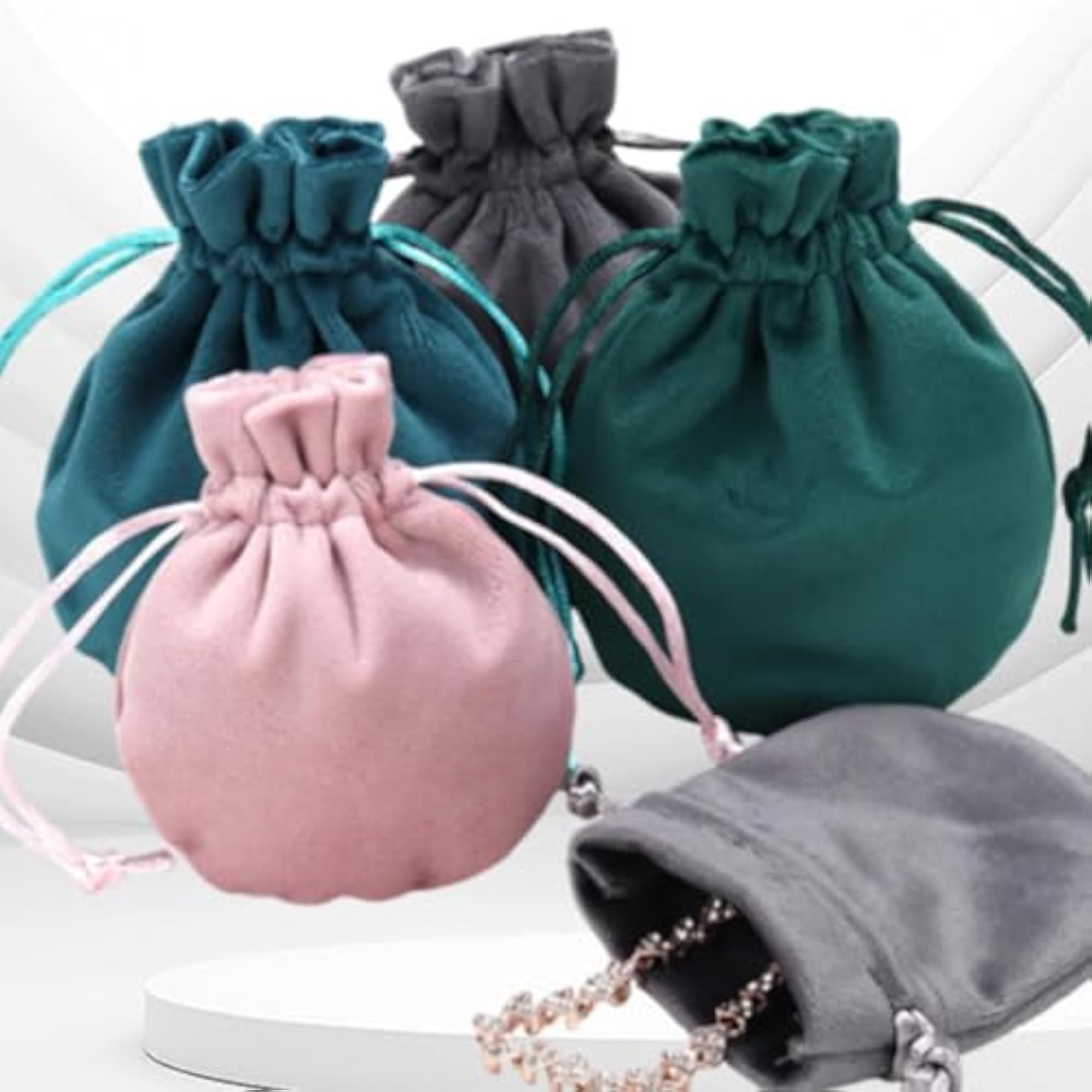 Velvet Gift Bag Rings Jewelry Pouch Deep Green