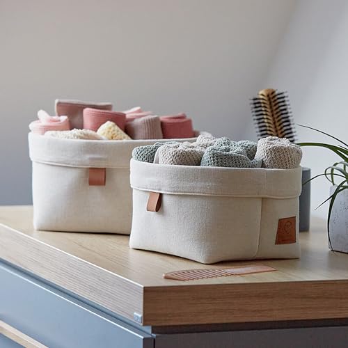 LOVE IT STORE IT Aufbewahrungskorb Set 2-teilig - Stoff-Körbchen für Badezimmer Deko und Babyzimmer - Beige - 2er Set, 2 Größen