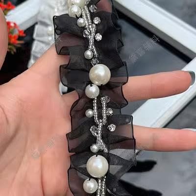 1 yard 4 CENTIMETRI di larghezza pieghe di organza peal passamanerie per la catena di vestiti che borda appliques patch cucito accessori per abiti da sposa-B