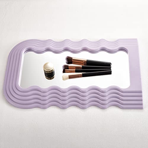 Sabreon Multicolor Irregular Wave Makeup Mirror - Beautiful And Practical Decorative Wall Mirror,Portable And Easy To Install Wall-Mounted Mirrors Suitable For Desktop,Bathroom And Wall（Purple） #TOP6