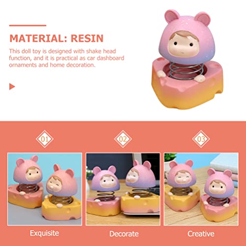 VICASKY Ornamento de painel de carro cabeças de veado bonecas de resina estatueta de boneca cabeça a