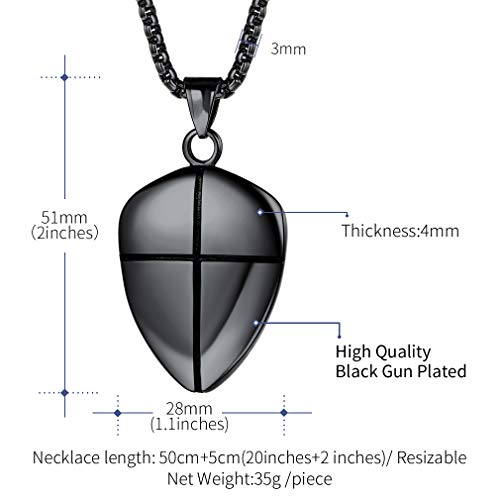 Shield Armor Of God Necklace Joshua 1 9 Cross Faith Shield Pendant Amulet For Man Black Stainless Steel Christian Jewelry #TOP2