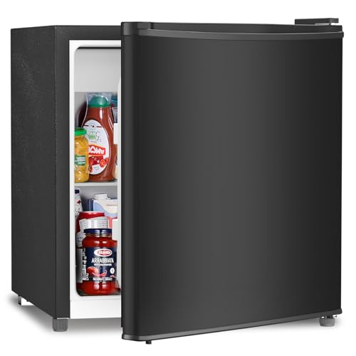 Antarctic Star Compact Refrigerator Mini Fridge with Freezer, Single Reversible Door, Dorm Fridge, Wire Shelf, Defrost Button, for Bedroom, Office, kitchen, 1.7 Cu. Ft, Black