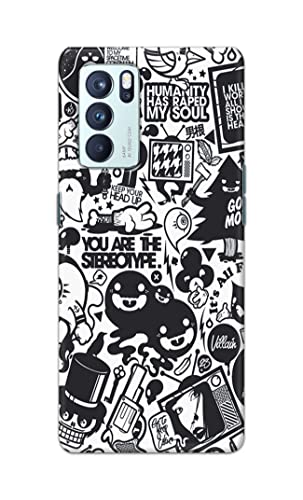 Image of Printed Hard Back Cover Case for Oppo Reno6 Pro 5G Back Cover (Mixed Cartoon) -702