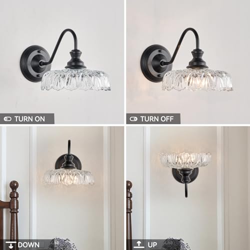 Image of HDDFL Modern Wall Scone Bedside Wall Lamp Matte Black Bedroom Light Fixtures in Door Lighting Fixture for Living Room Hallway Corridor