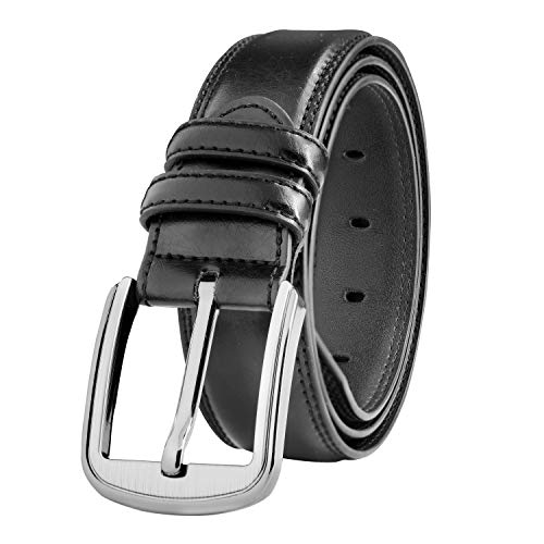 HYRISON Menâs Genuine Leather Dress Belt with Single Prong Buckle for Business and Casual, Classic and Fashion Designs