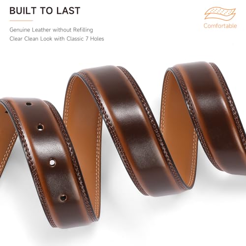GAEKEAO Mens Dress Belt Genuine Leather Belts for Men 1 1/4" Mens Belts For Suits Jeans Uniform with Single Prong Buckle3