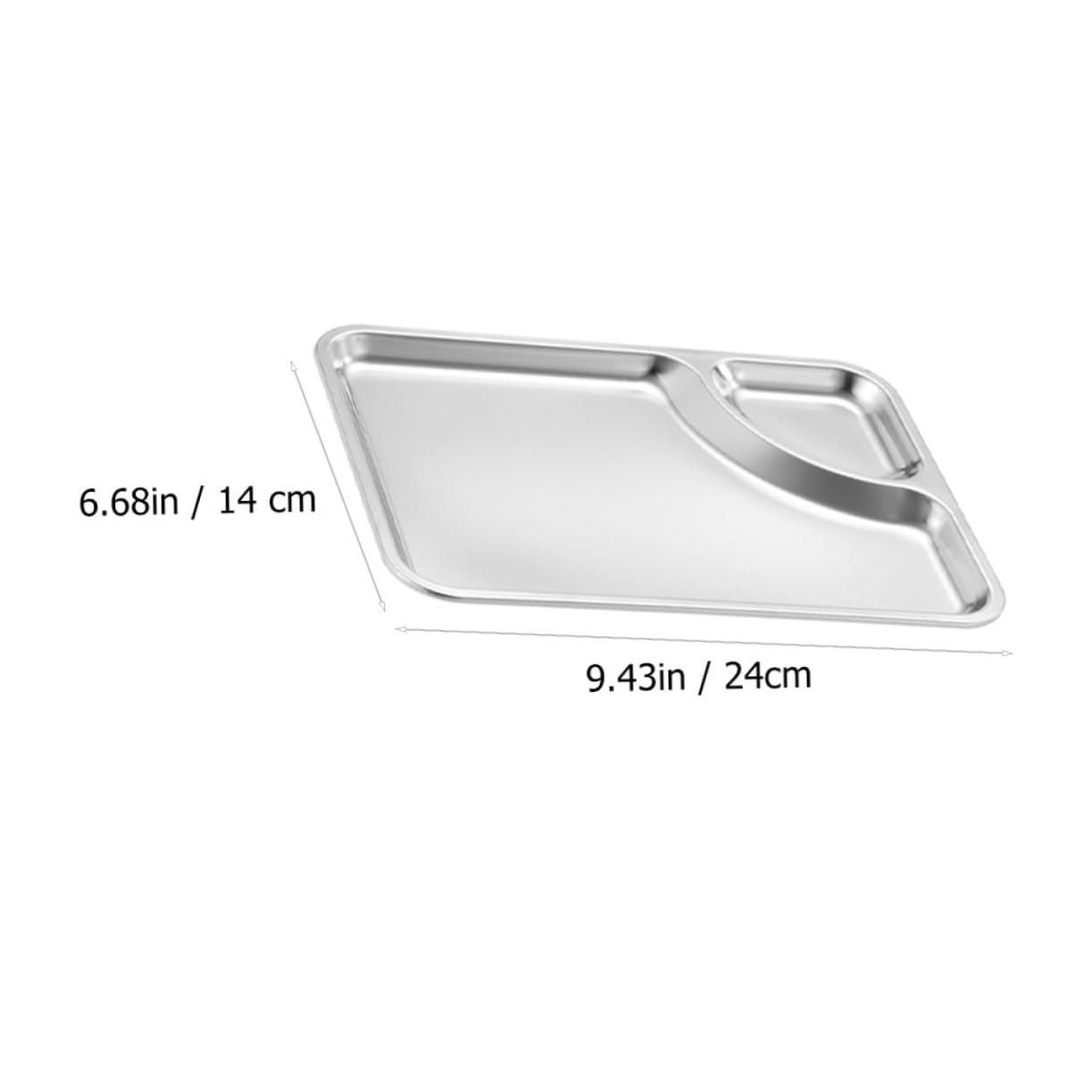 COLLBATH 2pcs Stainless Steel Sauce Pan Breakfast Plate Dinner Plate Sauce Serving Dish Utensil Tray Dip Serving Tray Fruit Plate Serving Plate with Sauce Divider Kitchen Spice Plate Silver