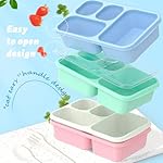 Large Capacity Bento Box for Adults, 4-Piece Set – Stackable Lunch Box with 4 Compartments, Microwave & Dishwasher Safe, Reusable Meal Prep Containers, Snack Containers for Kids & Adults (4 Colors) - Image 4