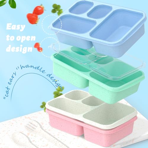 Large Capacity Bento Box for Adults, 4-Piece Set – Stackable Lunch Box with 4 Compartments, Microwave & Dishwasher Safe, Reusable Meal Prep Containers, Snack Containers for Kids & Adults (4 Colors) - Image 5