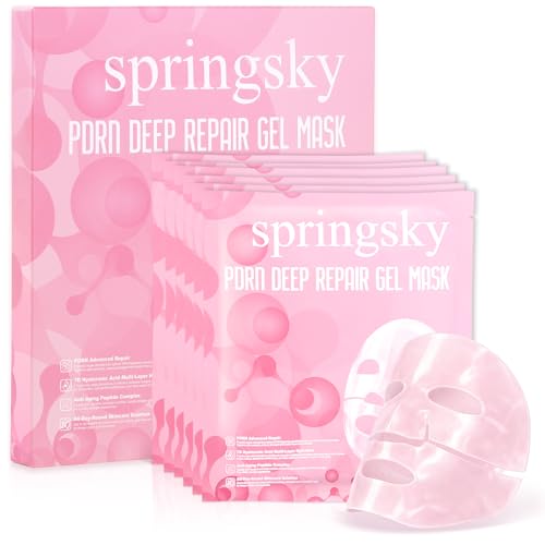 SPRINGSKY Salmon DNA PDRN Face Mask with 7D Hyaluronic Acid | 24H Hydration Collagen Mask | Firming & Smoothing Skincare | Overnight Gel Mask for All Skin Types Sensitive Skin Friendly (6ea)