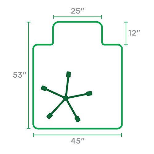 Image of Dimex Office Chair Mat for Low‑Pile Carpet - 45 inch x 53 inch Clear Desk Floor Protector with Lip, Smooth Glide PVC for Rolling Chairs