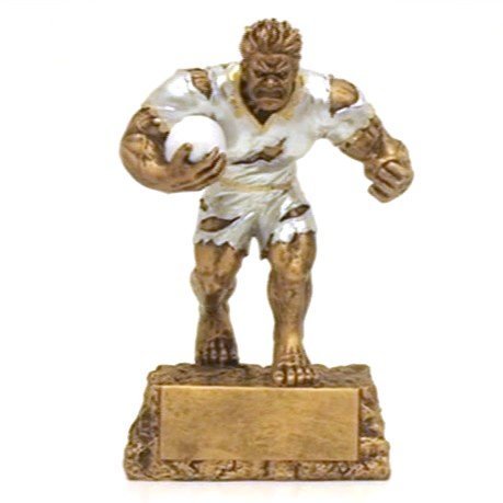 Decade Awards Rugby Monster Trophy - 6.5 Inch Tall | Triumphant Beast Rugger Award - Engraved Plate on Request