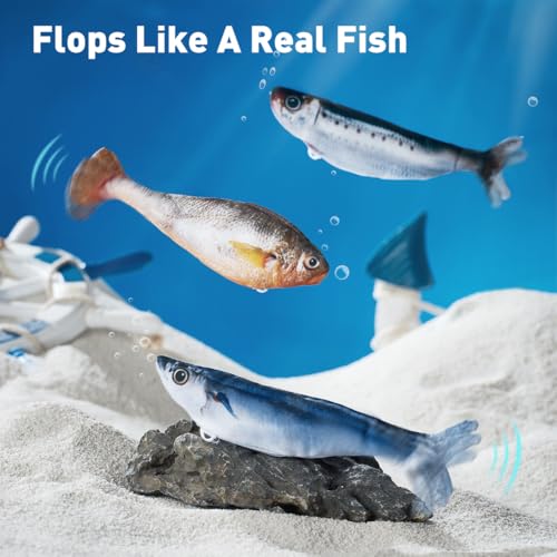 Petgravity Motion-Activated Flopping Fish Cat Toy (3-Pack, Rechargeable) — view 8