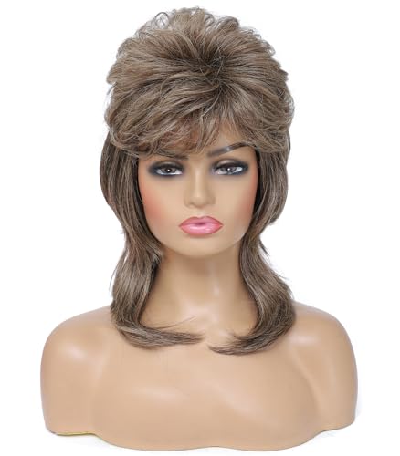 Cariniss Mullet Wig for Women Shoulder Length Synthetic Cosplay Wig