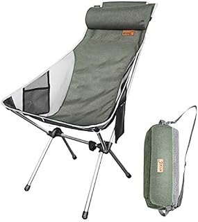 Nice C High Back Camping Chair, chaise de camping pliante, Ultralight Backpacking Chair Compact & Heavy Duty Outdoor, Travel, Picnic, Festival with 2 Storage Bags&Carry Bag (Set of 1 Green)