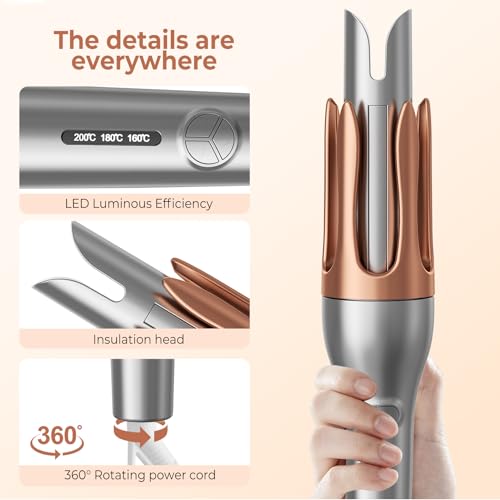Hair Curler, Portable Automatic Curling Iron with Anti-Scald Design, 30s Fast Heat, 3 Temp Settings, 32mm Tourmaline Ceramic Barrel, 60 Min Auto Shut-Off - Image 6
