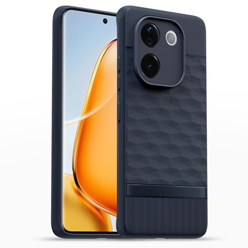 Image of Pikkme Back Cover for Vivo T3 Pro 5G / iQOO Z9s Pro 5G Camera Protection 3D Hexa Cube Design Silicone Protective Bumper Case (Blue)
