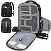 RAINSMORE Camera Backpack Camera Bag for Photographers DSLR SLR Mirrorless Camera Cases with Waterproof Rain Cover & Laptop Compartment Fits 14 Inch Laptop,Anti Theft Travel photography backpack,Black