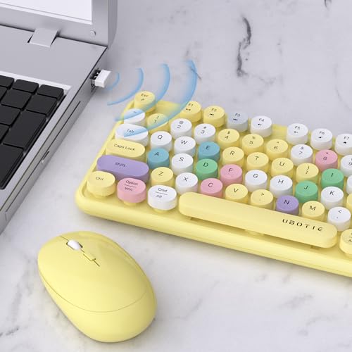 Image of UBOTIE Colorful Wireless Keyboard and Mouse Combo (Yellow-Polychrome)