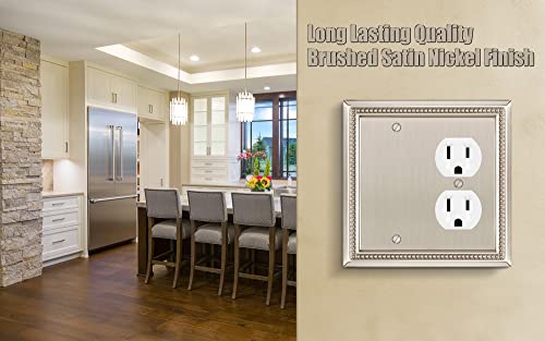 Image of Henne Bery Sunken Pearls Heavy Duty Decorative Wall Plate Switch Plate Outlet Cover (Blank /Duplex, Satin Nickel)