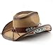 LIDHAY Men & Women's Woven Straw Cowboy Cowgirl Hat New Western Style Classic Cowboy Straw Hat Wide Brim Sun Hat R29 Brown