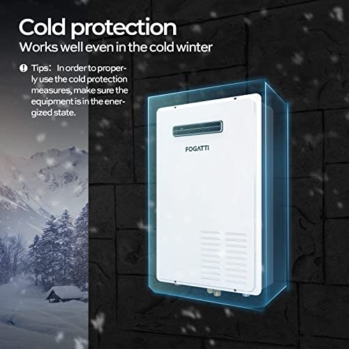 Fogatti Propane Gas Tankless Water Heater, Outdoor Installation 7.5 Gpm, 170,000 Btu White Instant Hot Water Heater, Instagas Comfort 170S Series #TOP4
