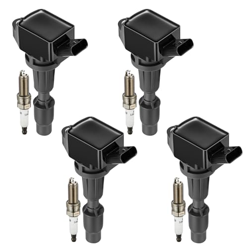 Image of 4 Ignition Coil Pack+4 Spark Plug - Fix Misfires for Hyundai Sonata /Santa Fe /Tucson & Kia Optima /Sorento /Sportage /Stinger&Genesis G70 /G80 /G90 (2.0L /2.4L /5.0L) - Repl. UF764 /273002GGA0 /93175